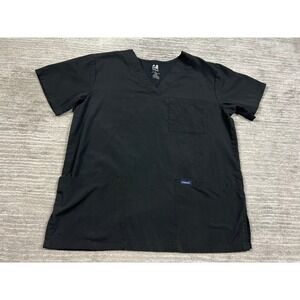 Dagacci Scrub Top Unisex Small Black V-Neck Short Sleeve 3-Pocket Workwear